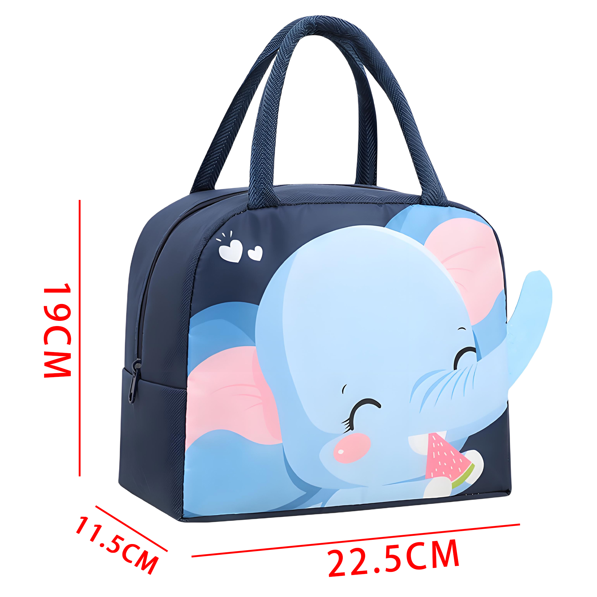 Navy Blue Elephant Themed Kids Lunch Bag