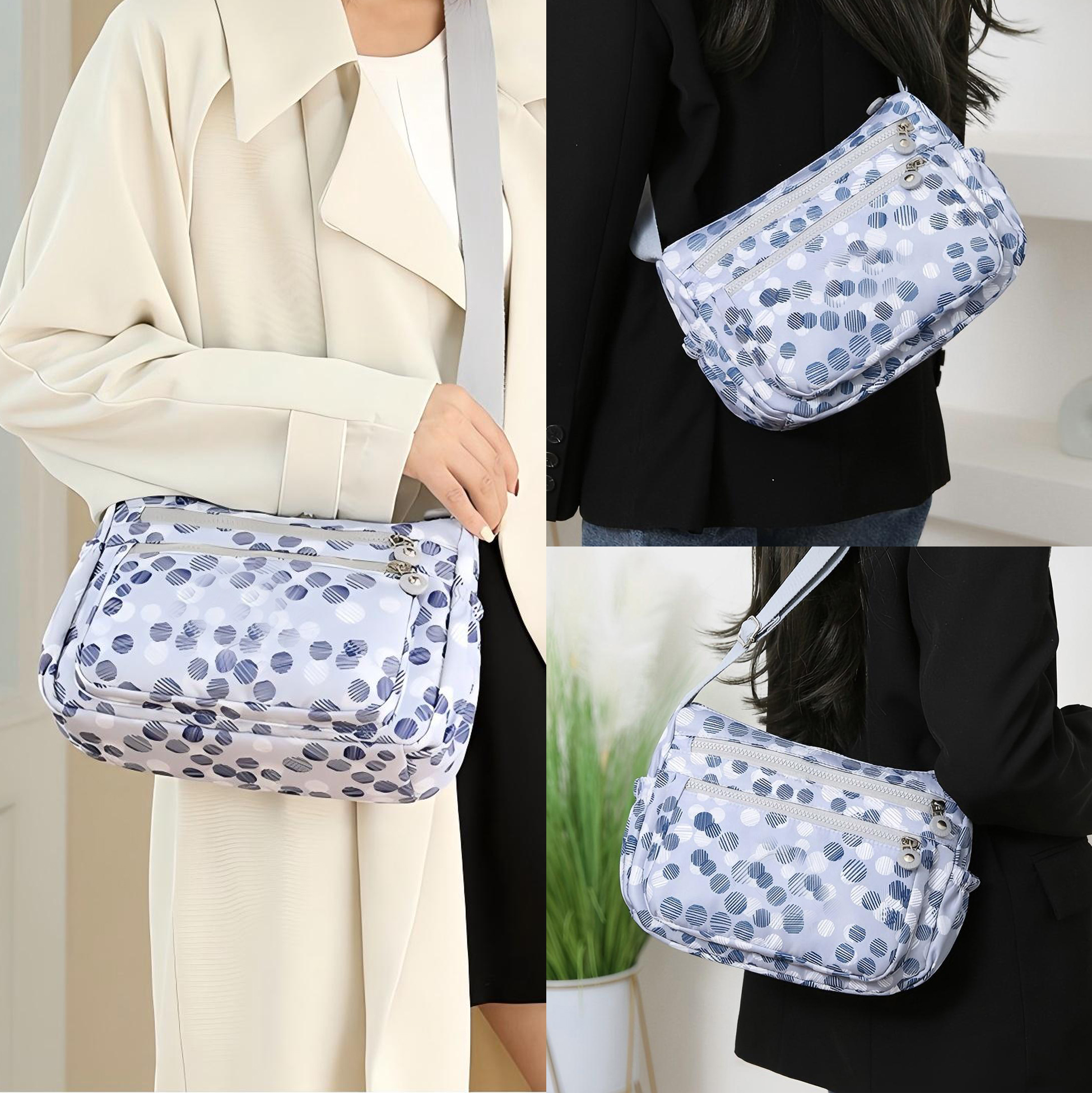 Light Blue Polka Dot Crossbody Bag