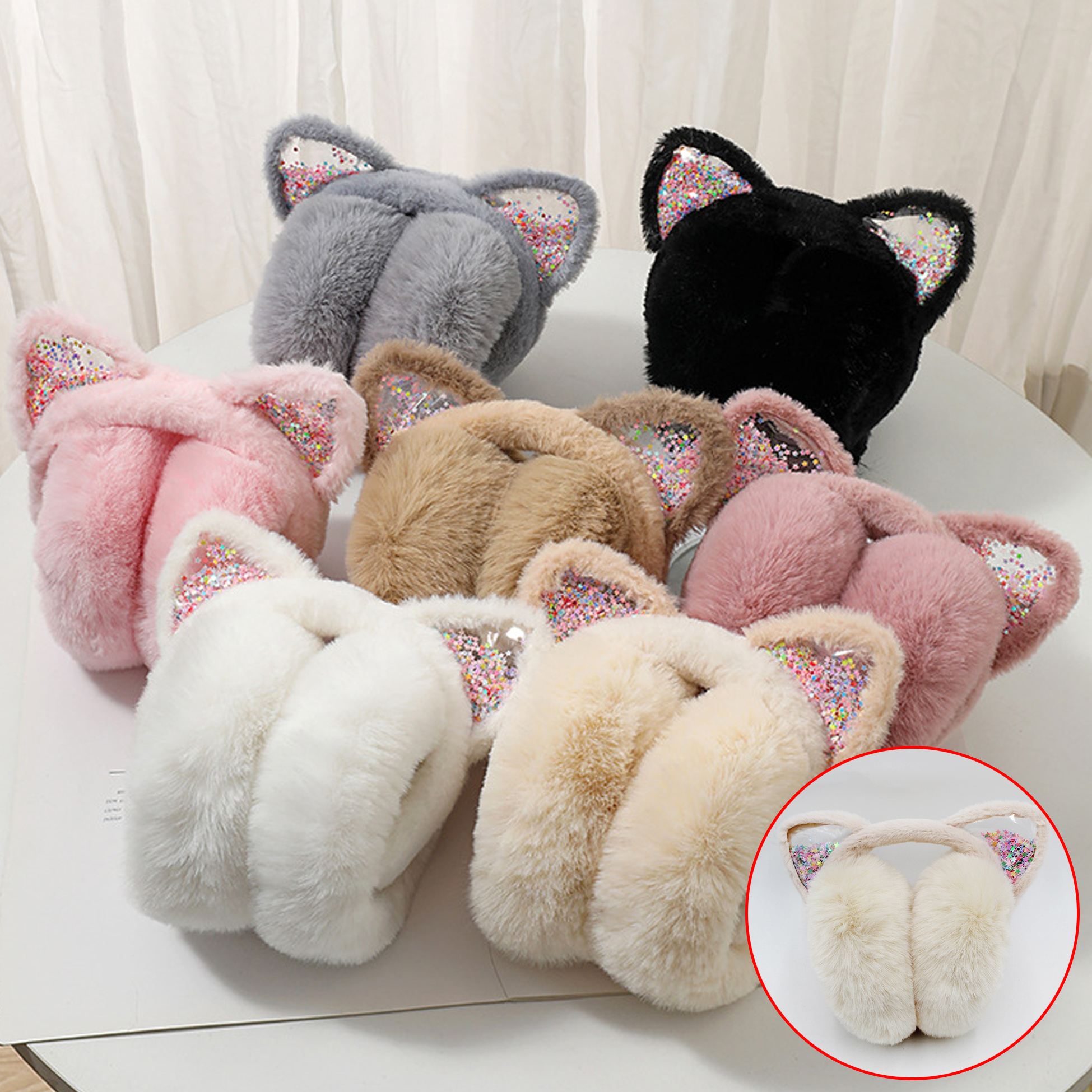 Cute Cat Ear Earmuffs with Glitter