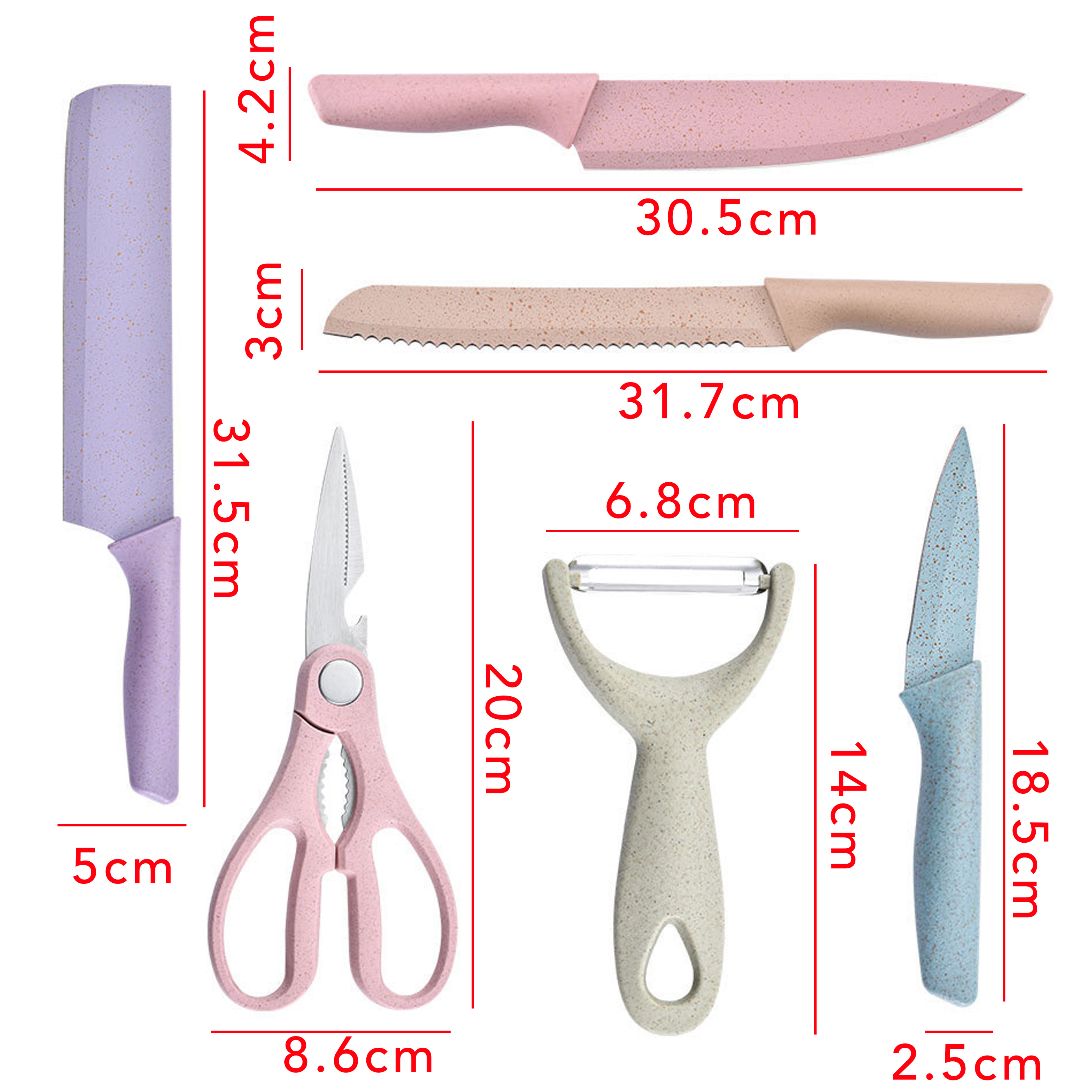 6 - Piece Colorful Kitchen Tool Set