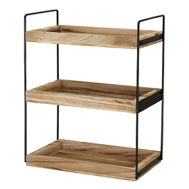 3 Tier Industrial Style Metal And Wood Bathroom Storage Shelf