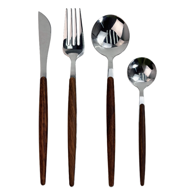 Stainless Steel Cutlery Set with Wooden Handles