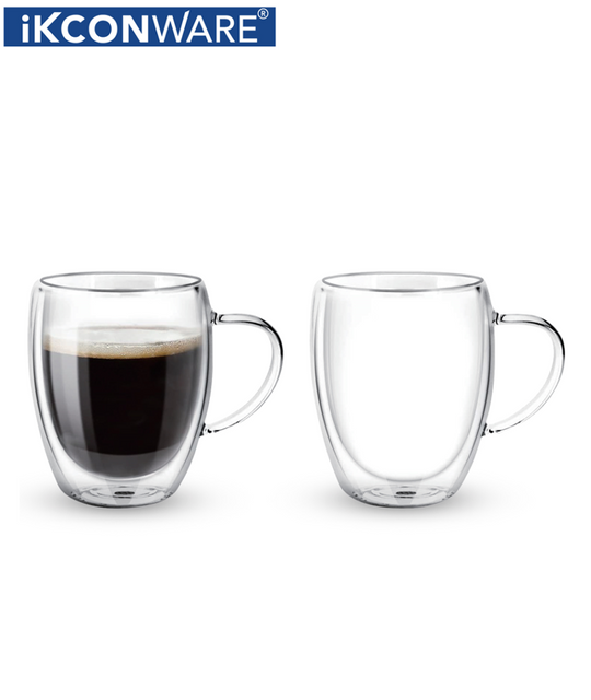 Double Wall Clear Glass Coffee Mug With Handle