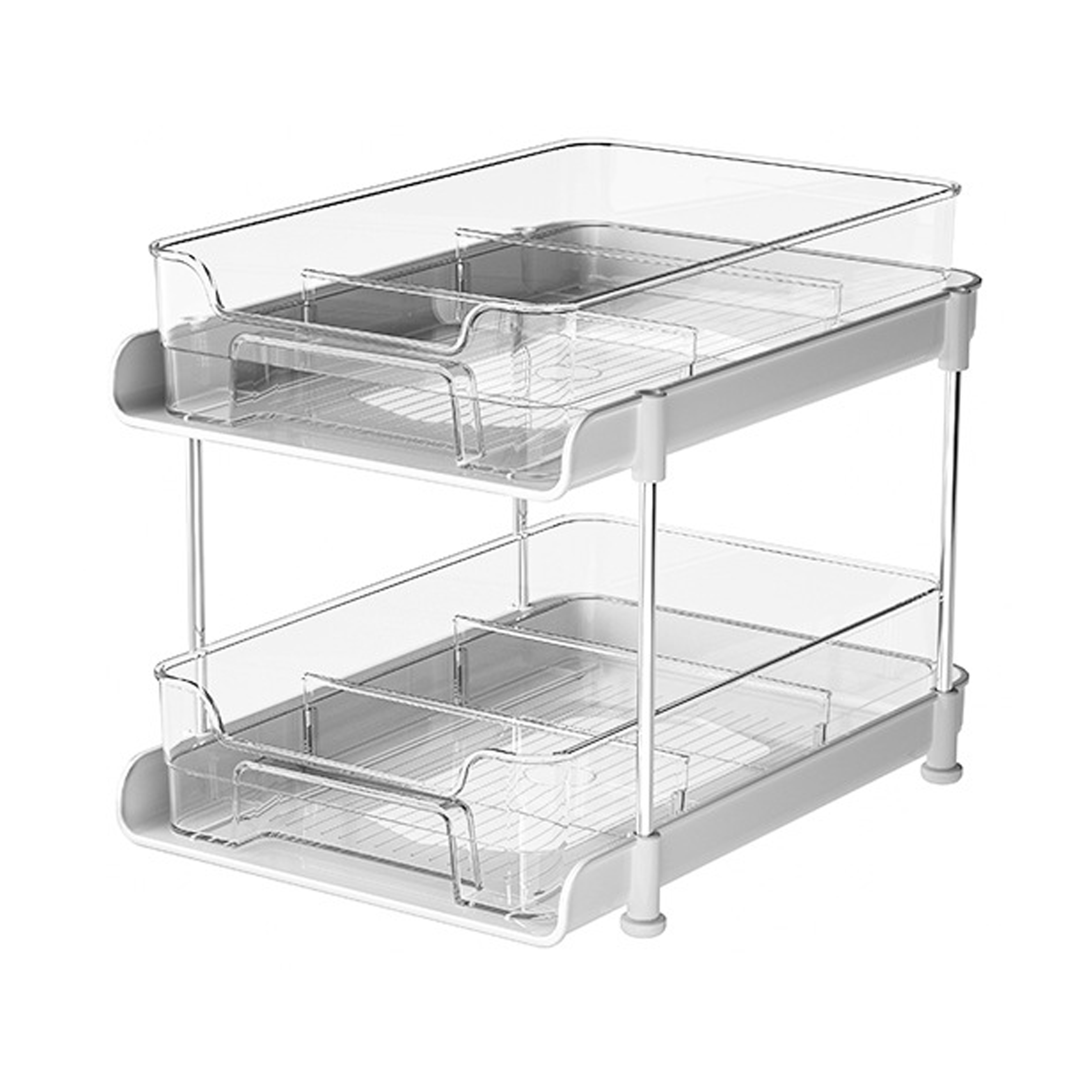 2 - Tier Clear Plastic Slide - Out Cabinet Organizer