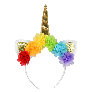 Rainbow Unicorn Headband with Glitter Ears