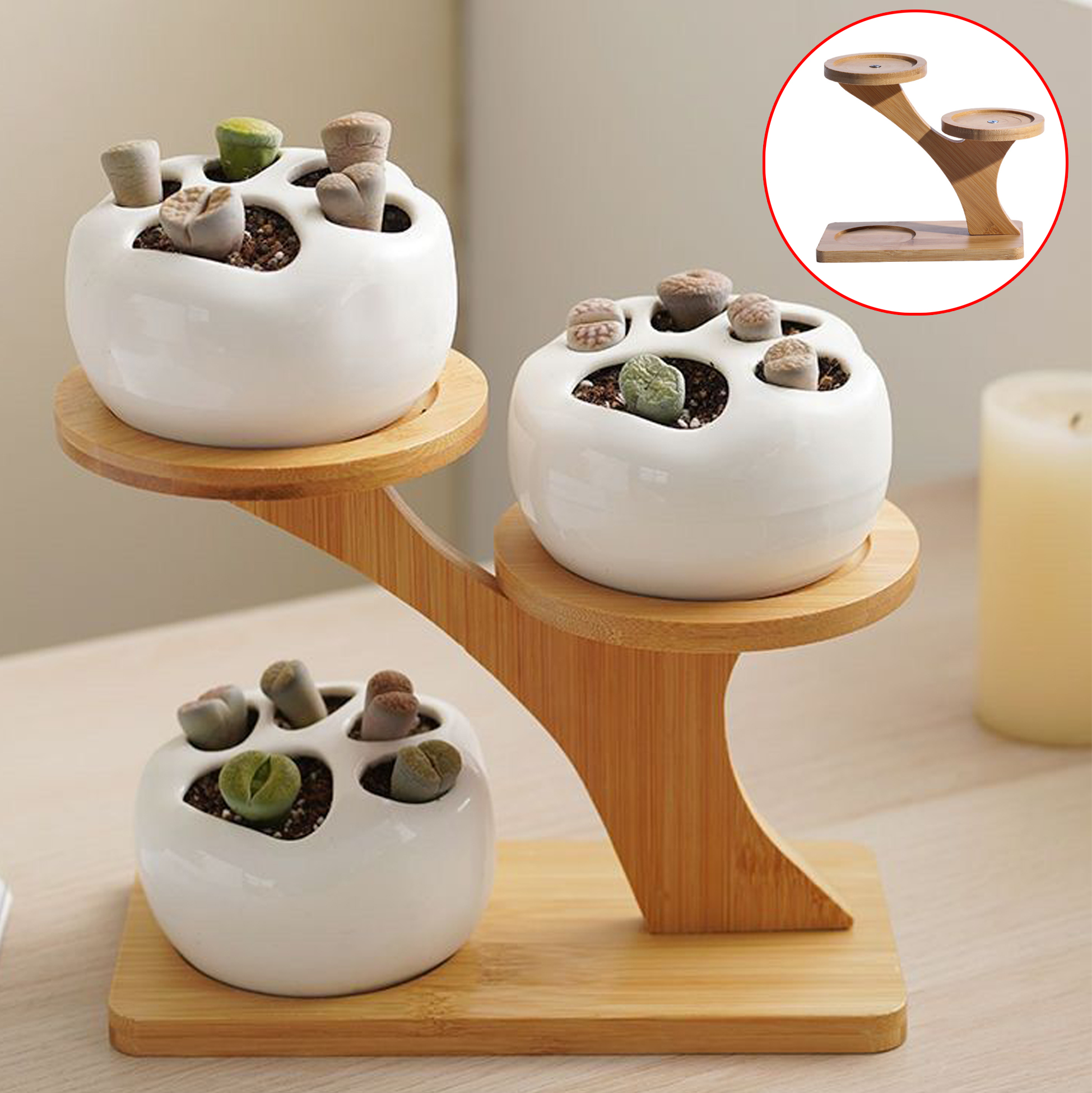 Bamboo Multi - tiered Plant Stand