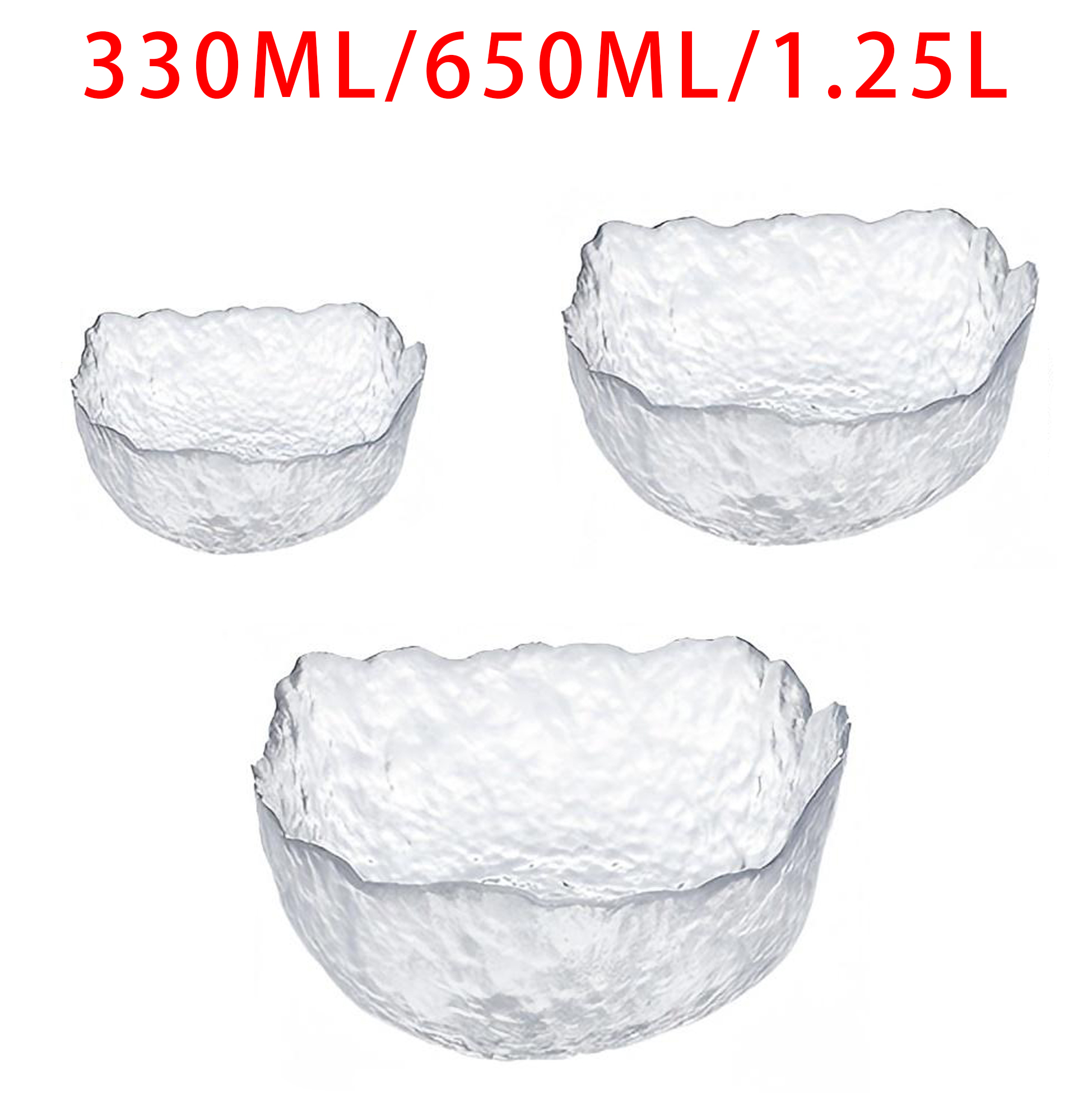 Hammered Glass Salad Bowl Set