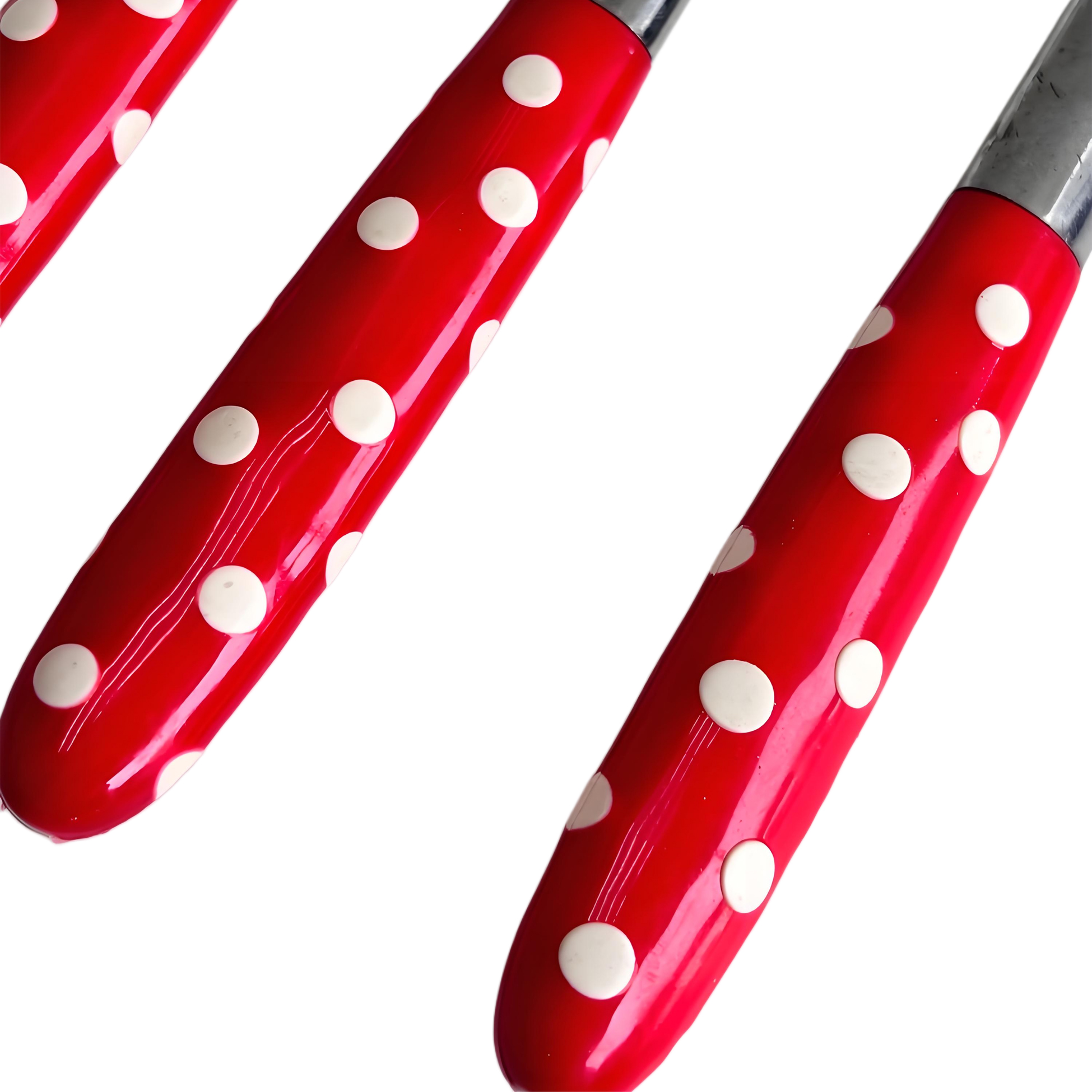 Red Polka Dot Plastic Handled Cutlery Set