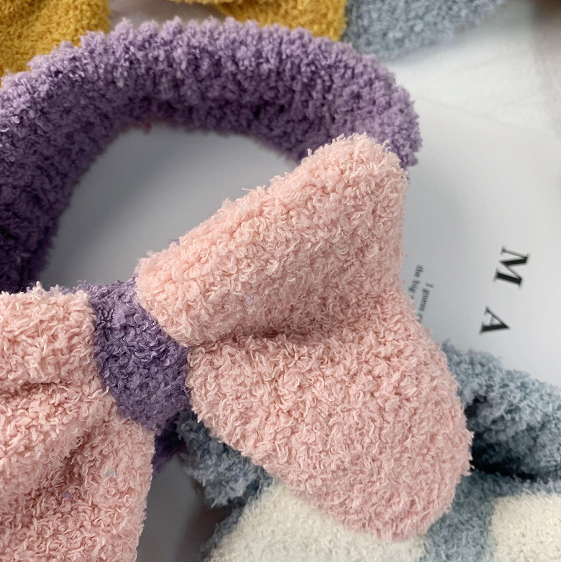 Fluffy Bow Headband for Washing Face