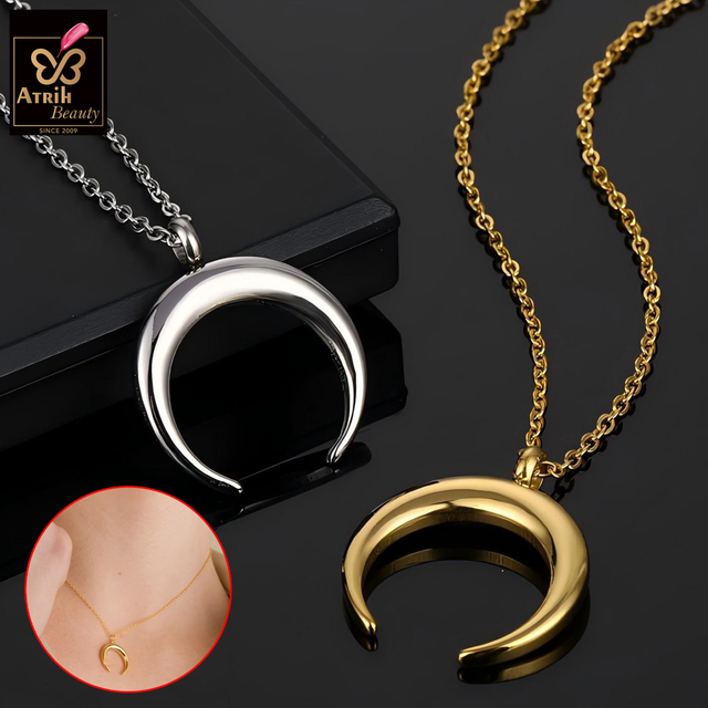  Gold Plated Crescent Moon Pendant Necklace