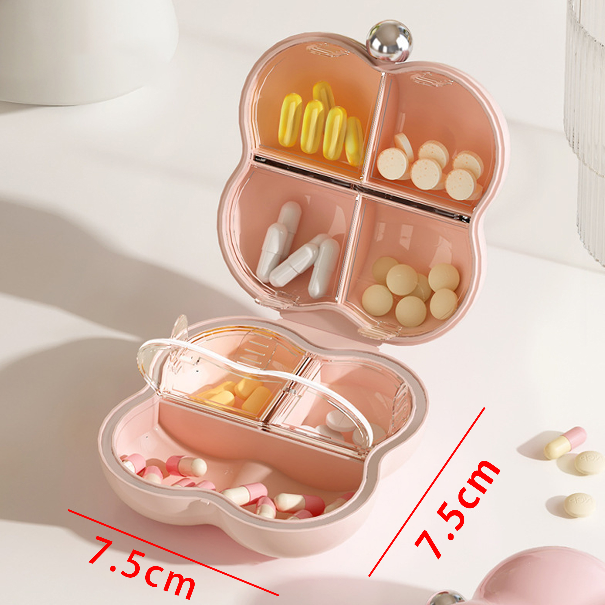Four Compartment Portable Pill Organizer