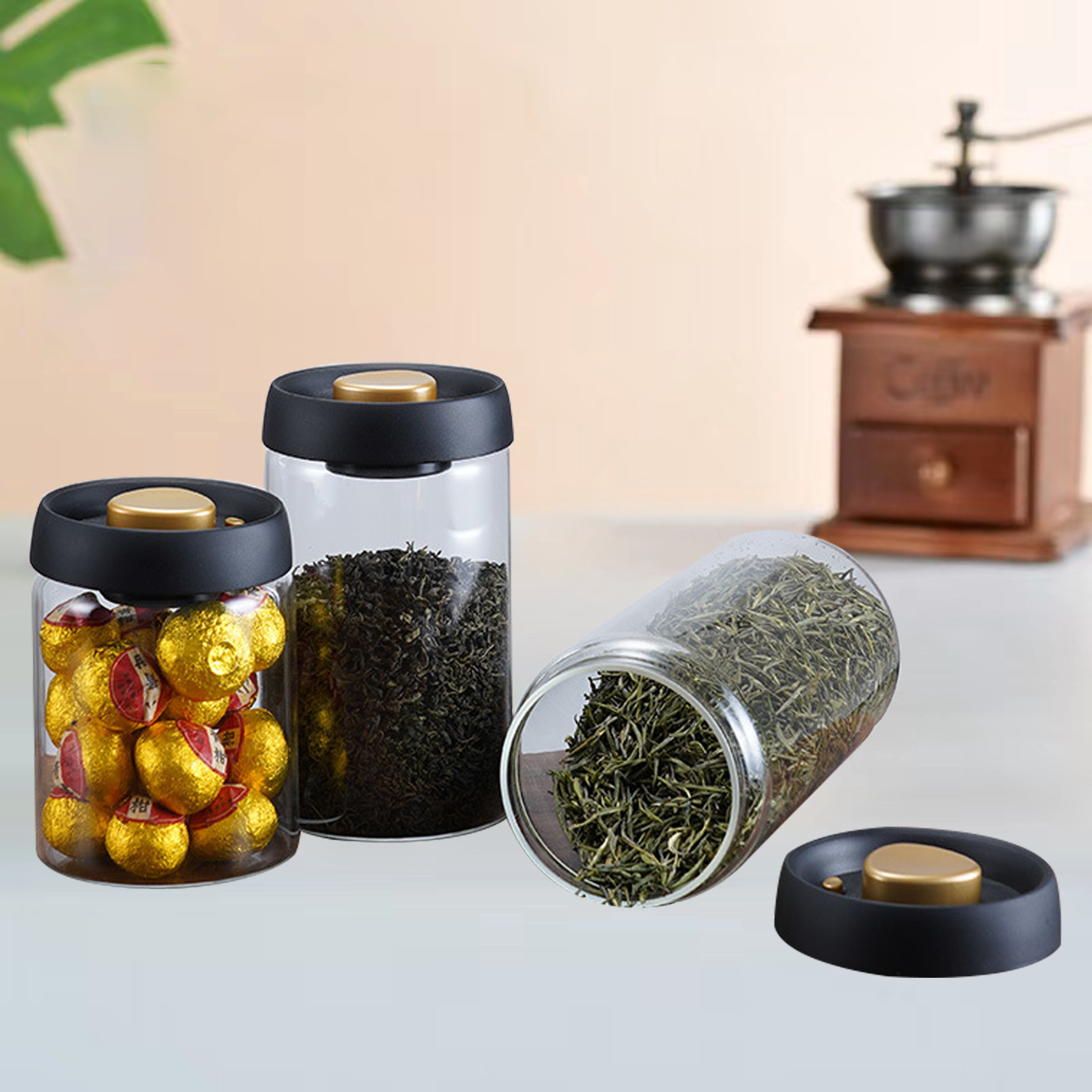 Airtight Bamboo Lid Glass Storage Jars for Home Use