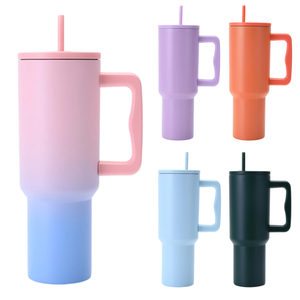 40oz Insulated Stainless Steel Tumbler with Handle & Straw