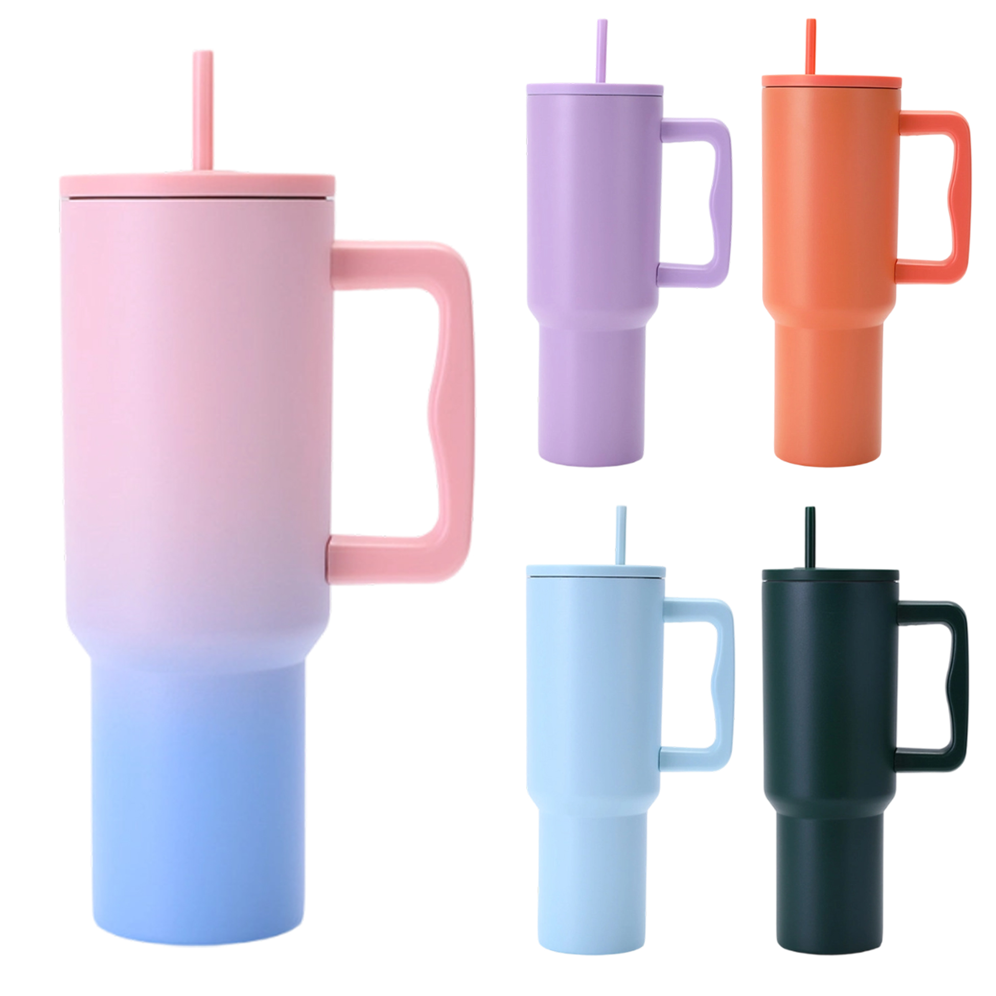 40oz Insulated Stainless Steel Tumbler with Handle & Straw