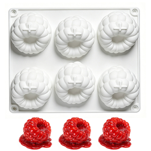 6 Cavity 3D Raspberry Shaped Silicone Mold