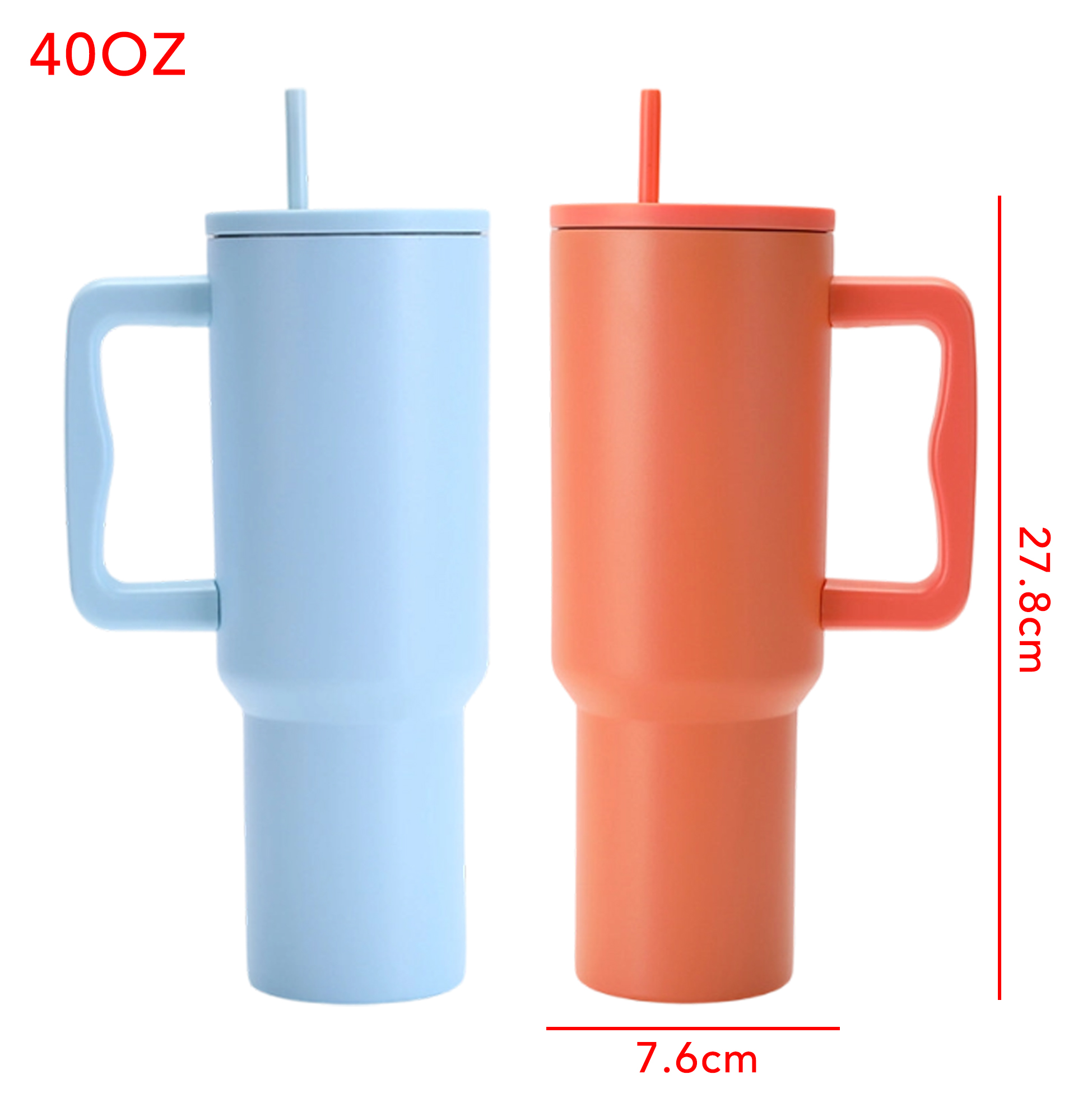 40oz Insulated Stainless Steel Tumbler with Handle & Straw