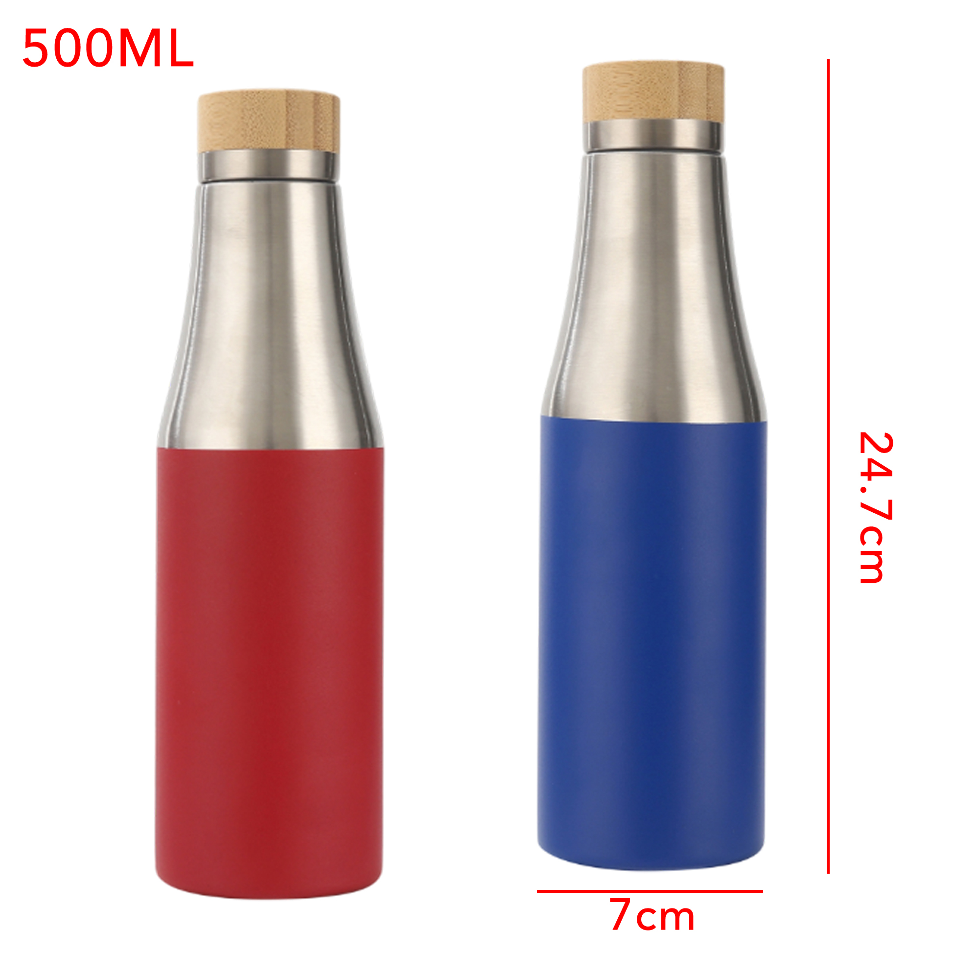 500ml Stainless Steel Water Bottle with Bamboo Lid