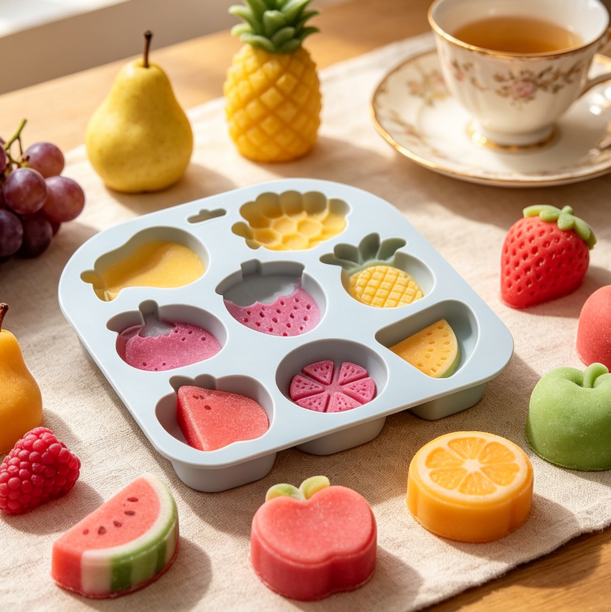 8 Cavity Fruit Shaped Silicone Mold, Non-Stick Baking Mold for Chocolate