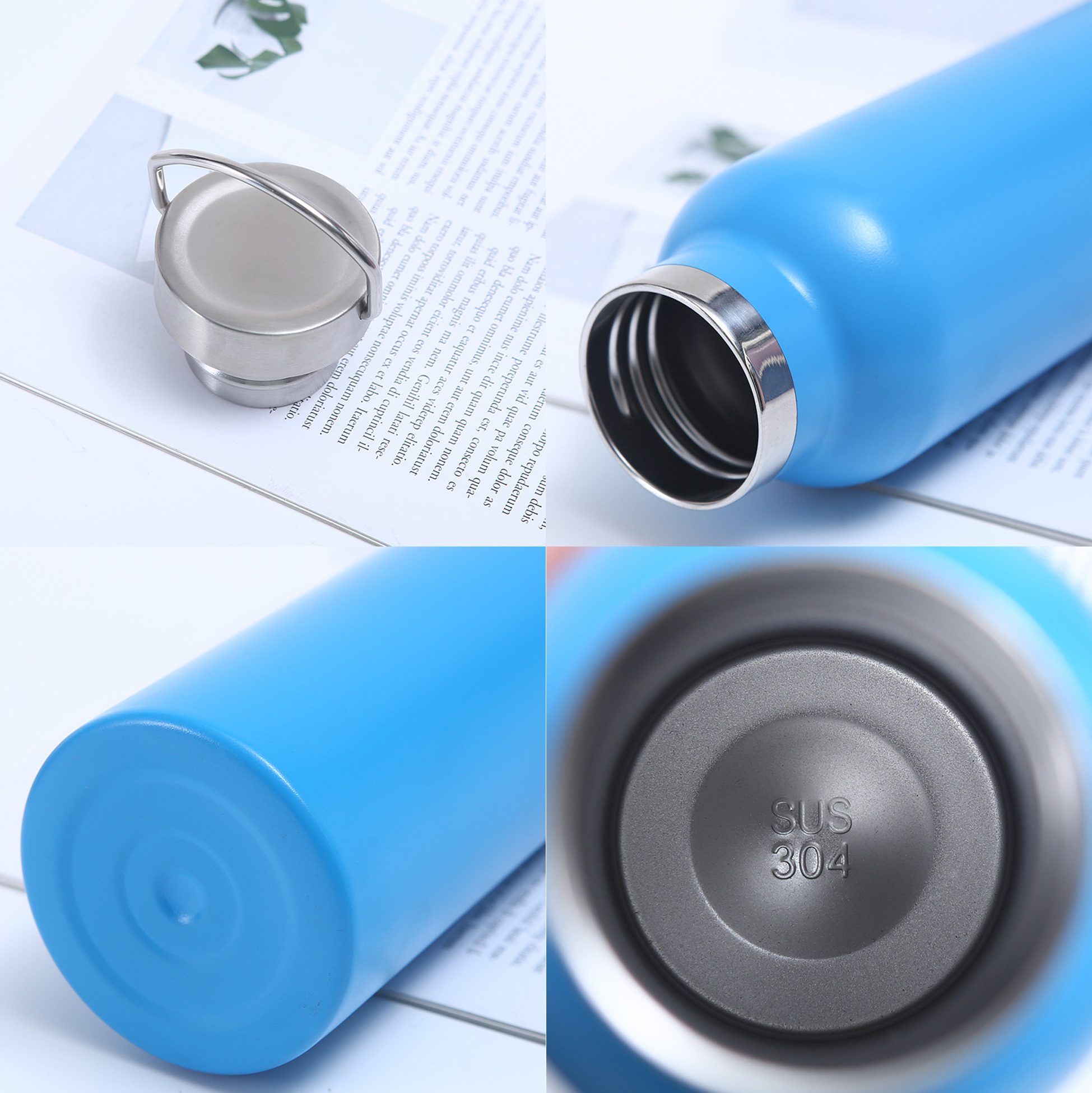750ML Insulated Stainless Steel Water Bottle with Metal Handle Lid