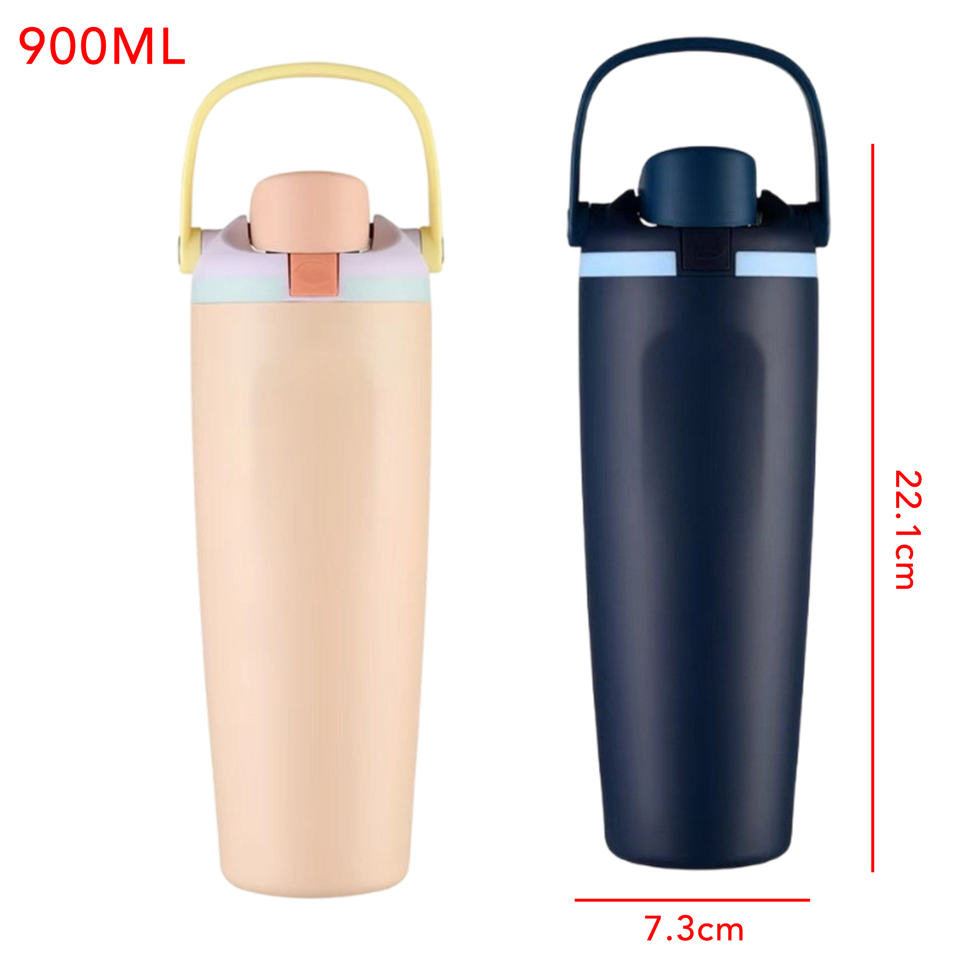 900ML Insulated Water Bottle with Flip Lid & Carry Handle