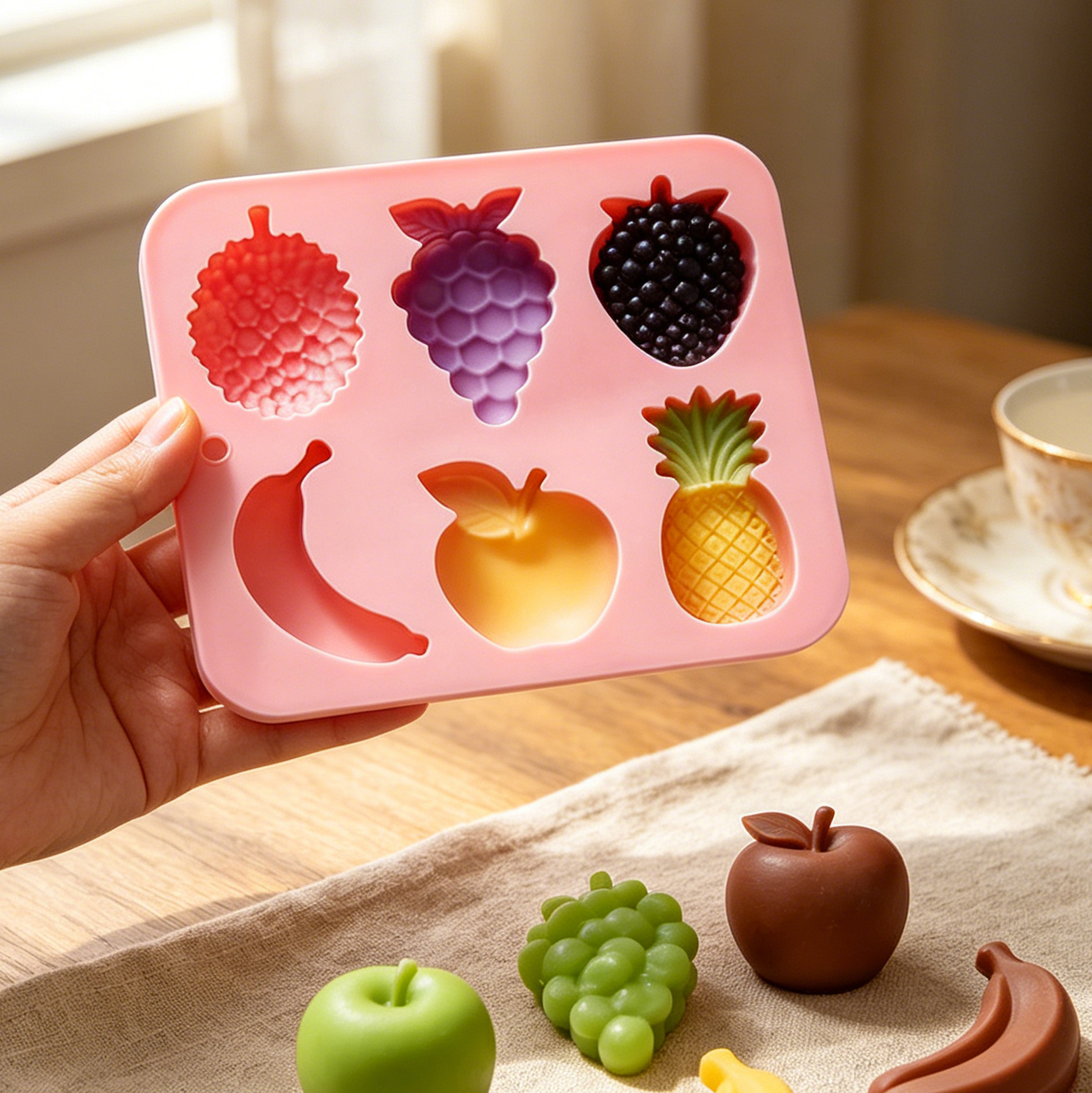 6 Cavity Fruit Shaped Silicone Mold, Non-Stick Baking Mold for Chocolate