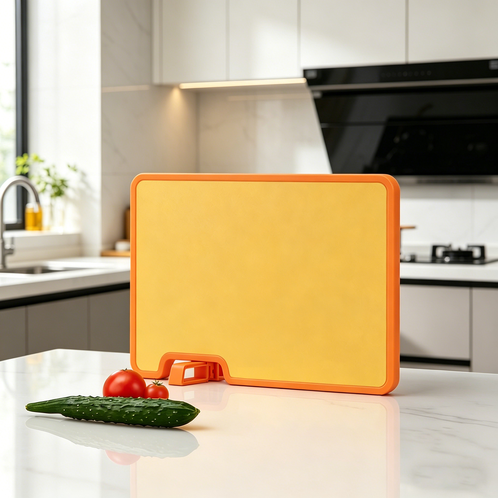 Dual-Sided Cutting Board with Built-in Knife Sharpener & Garlic Grinder