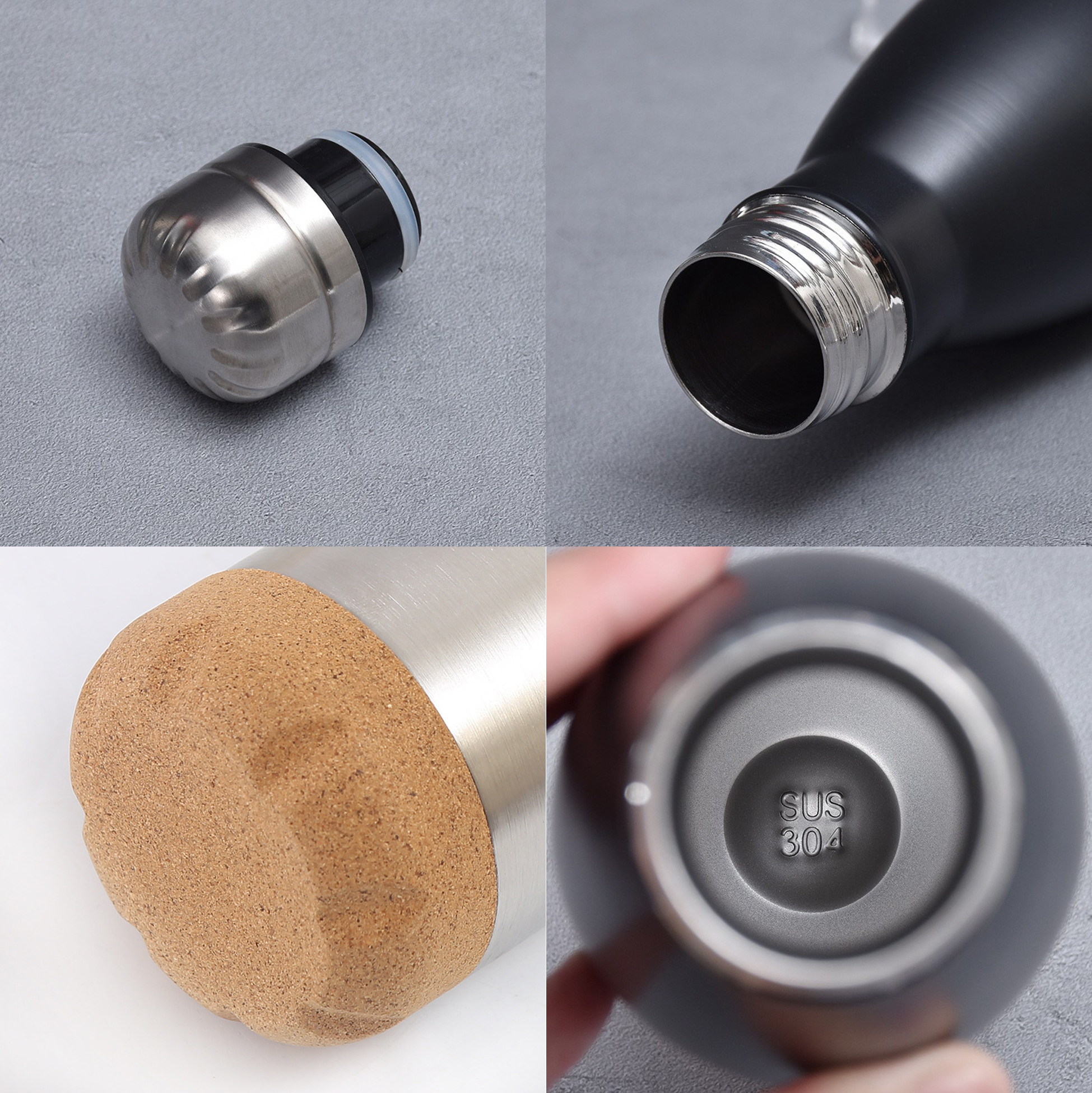 500ML Insulated Stainless Steel Water Bottle with Cork Base