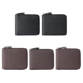 Men's Short Zipper Wallet, Embossed Faux Leather Card Holder