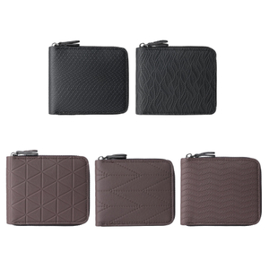 Men's Short Zipper Wallet, Embossed Faux Leather Card Holder