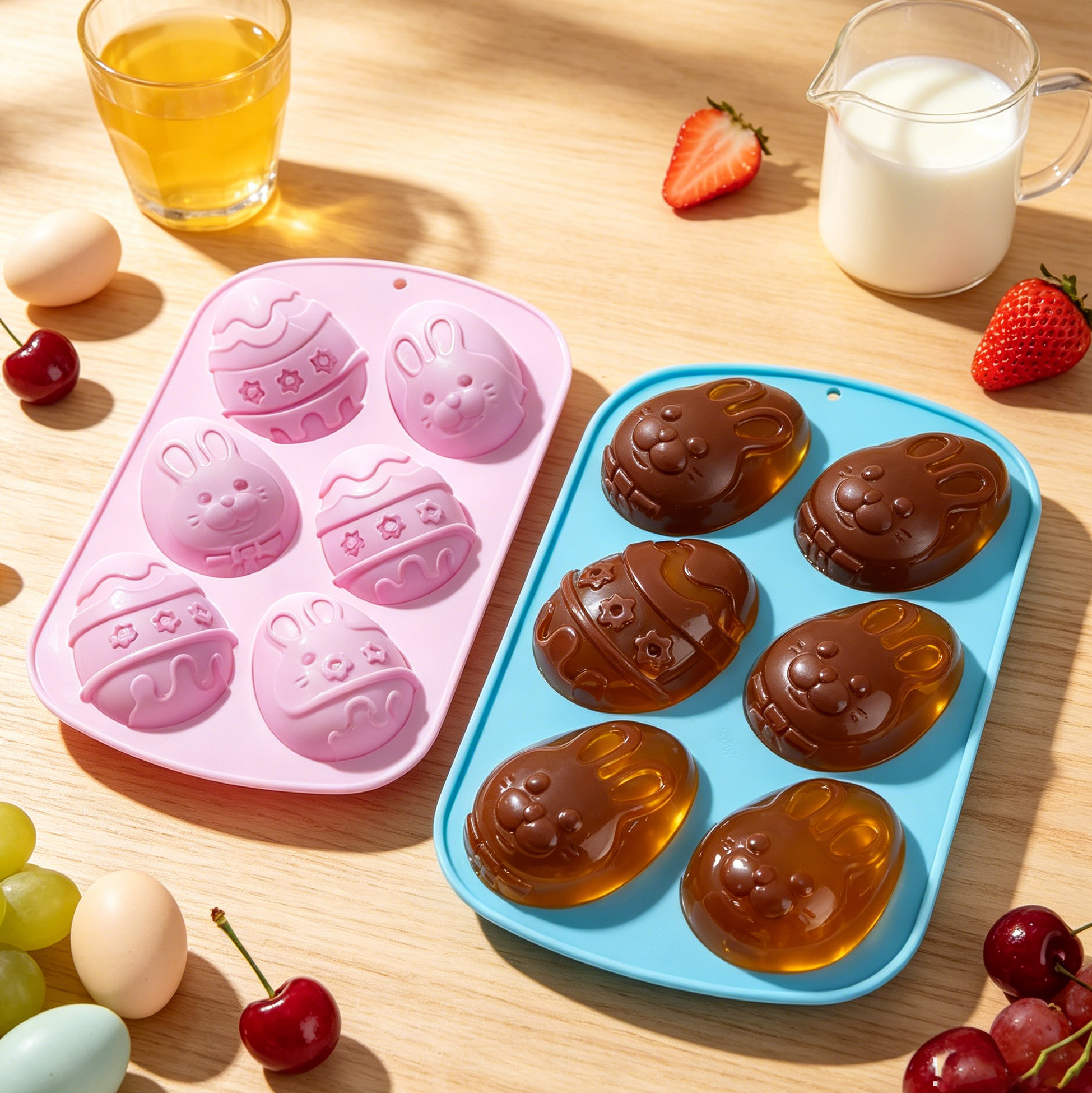 Easter Bunny Egg Silicone Mold, 6 Cavity Non-Stick Baking Mold
