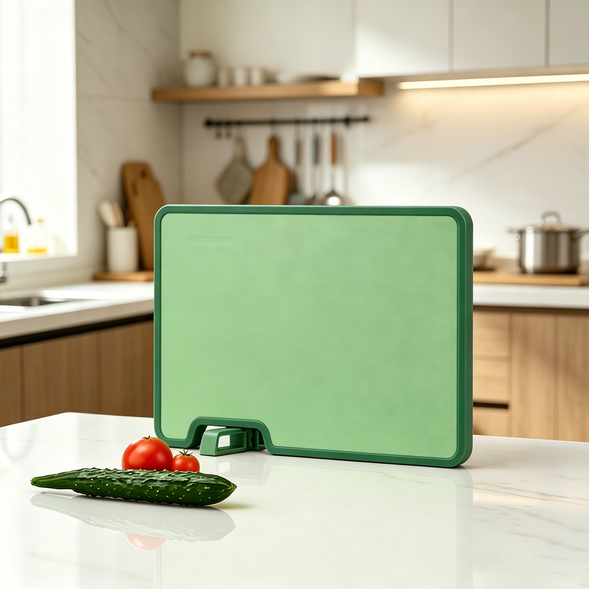 Dual-Sided Cutting Board with Built-in Knife Sharpener & Garlic Grinder