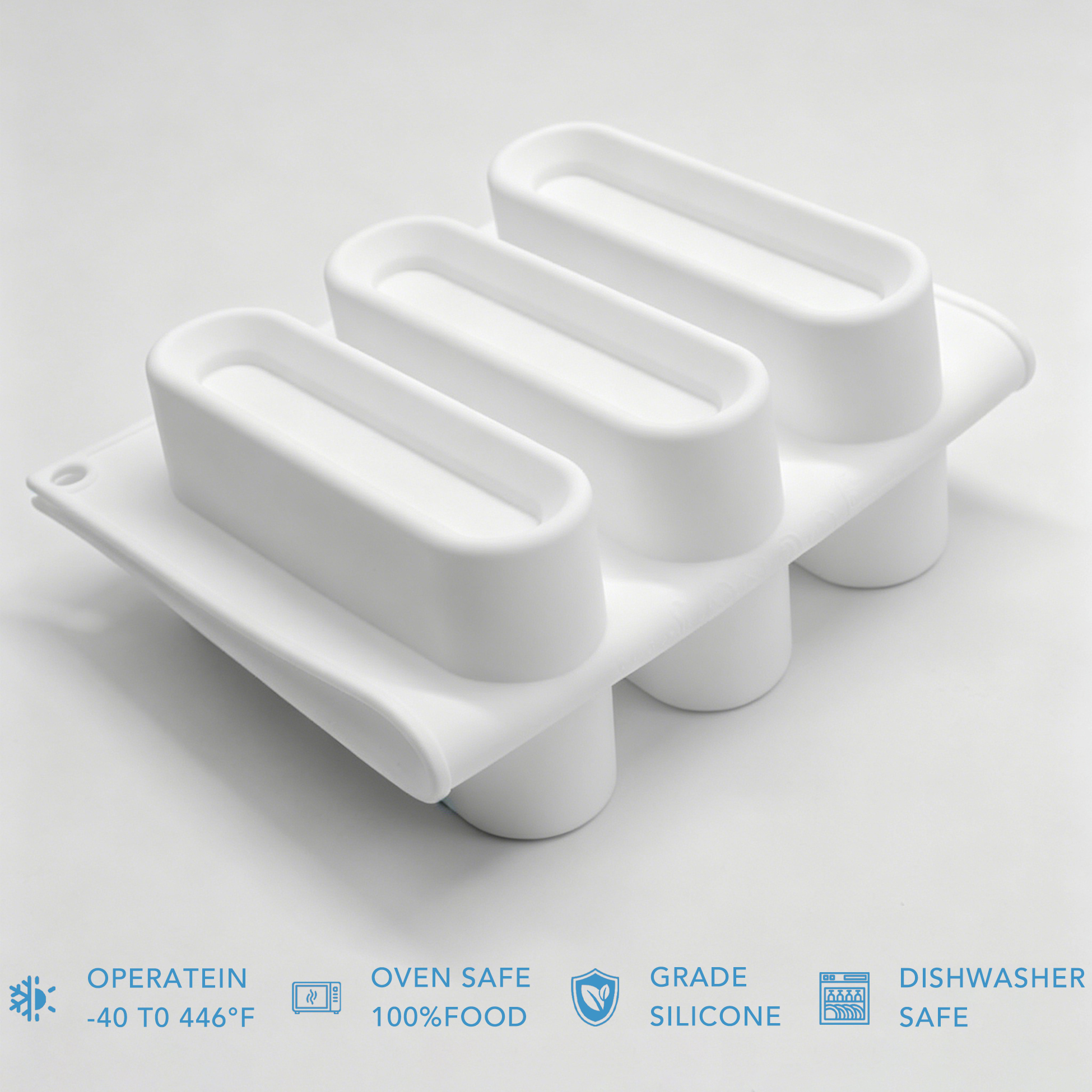 6 Cavity Long Strip Silicone Mold, Non-Stick Oval Baking Mold