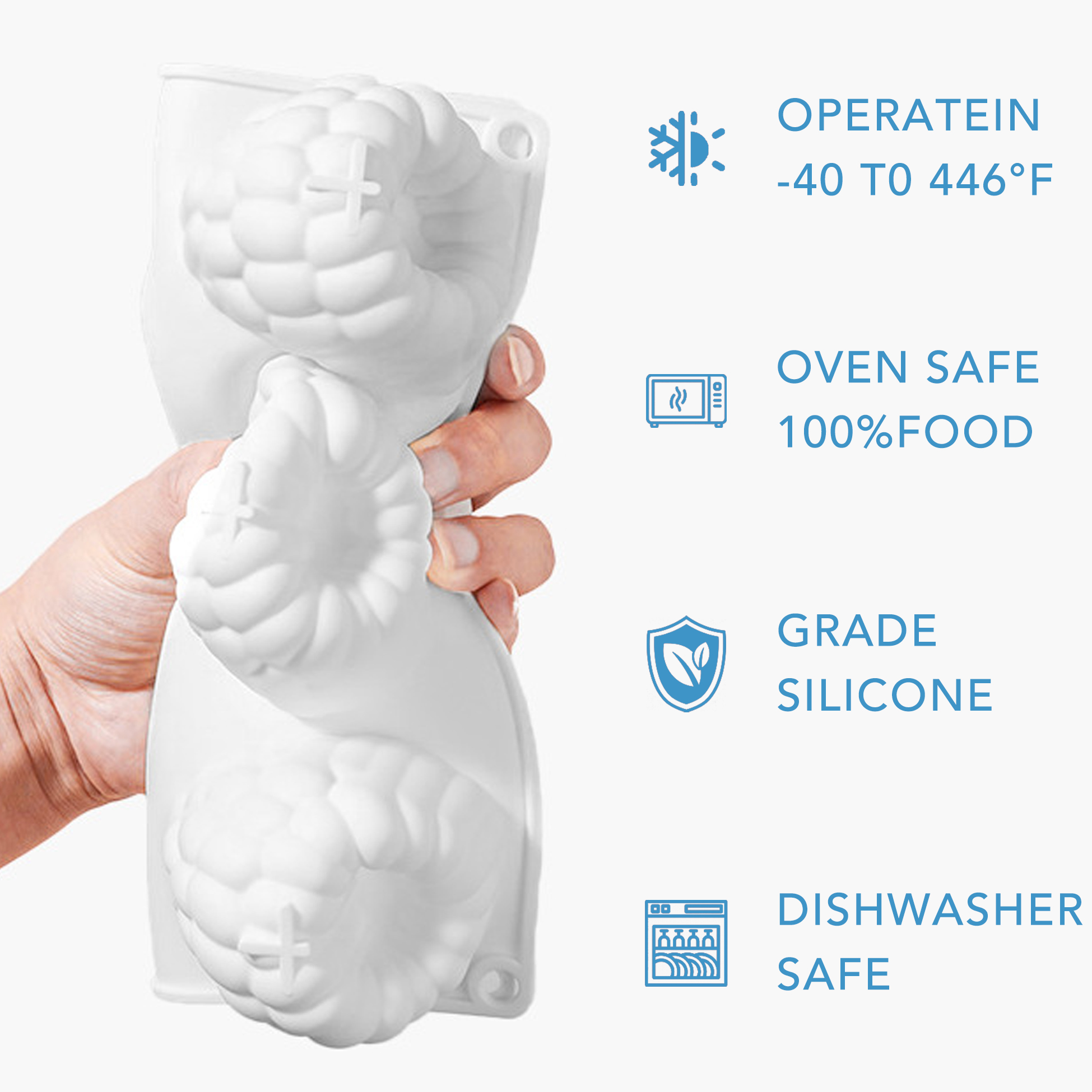 6 Cavity 3D Raspberry Shaped Silicone Mold