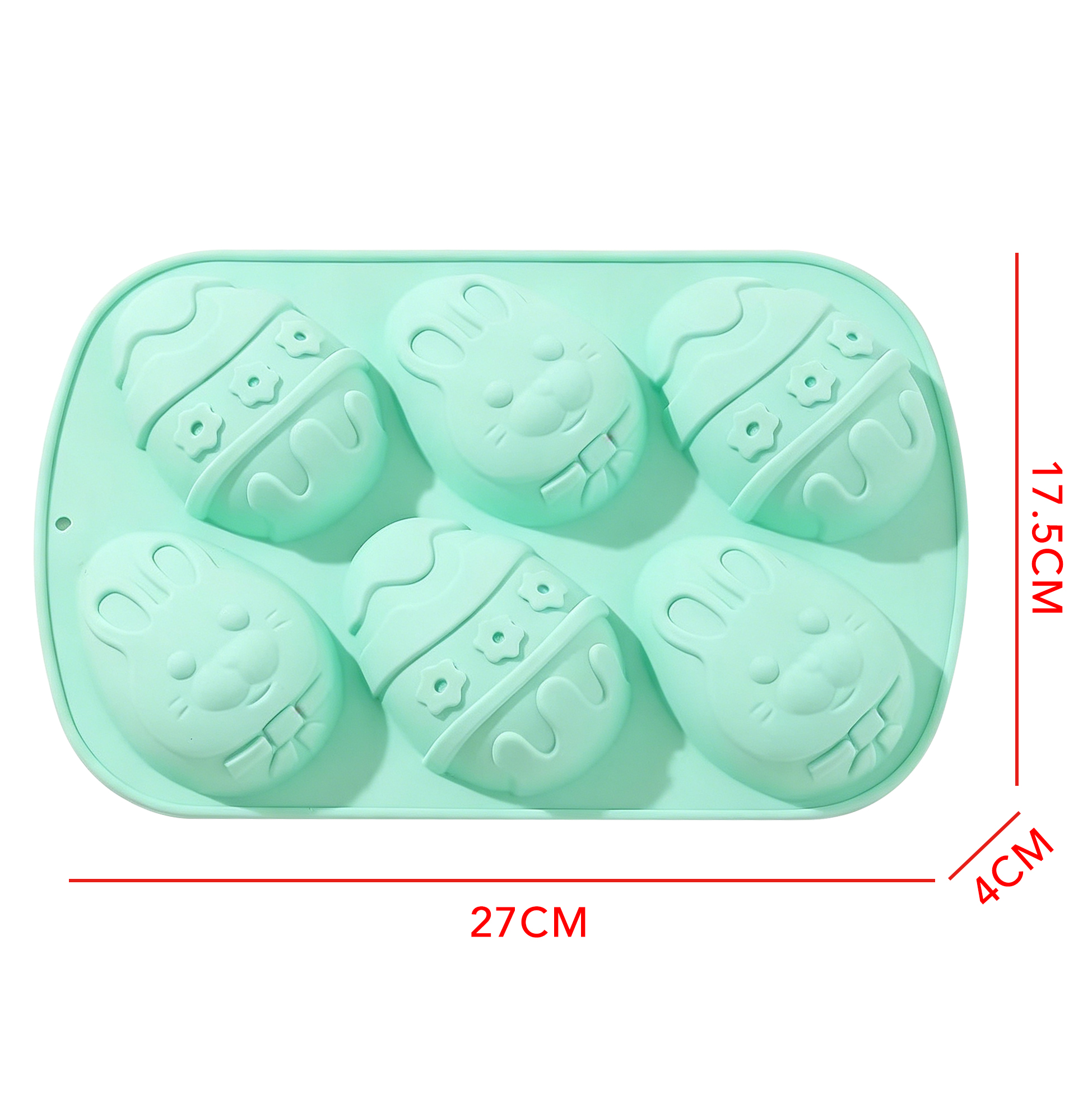 Easter Bunny Egg Silicone Mold, 6 Cavity Non-Stick Baking Mold